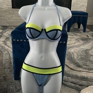 Victoria secret blue lime  bathing suit, small 34 B new to tag